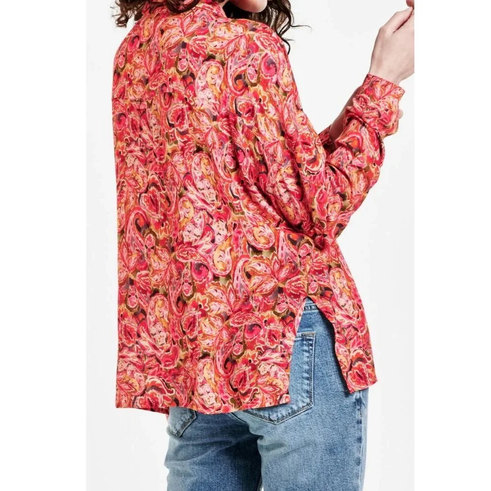 DEAR JOHN DENIM arianna front tie shirt in autumn paisley Medium - Picture 4 of 16